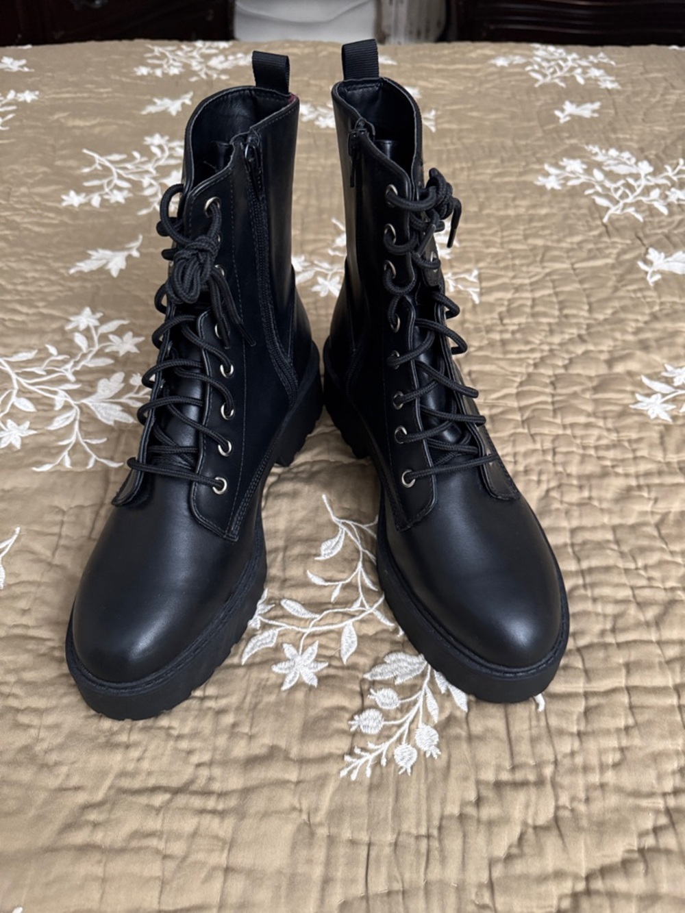 American Eagle Outfitters Black Lace-Up Combat Boots